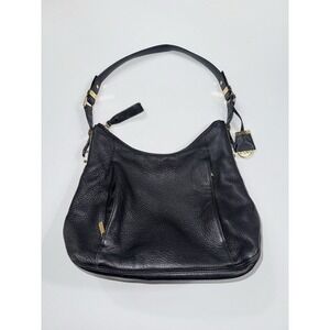 Michael Kors Fulton Shoulder Handbag Black‎ Pebbled Leather W/ Gold Hardware